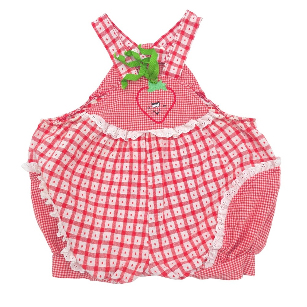 Vintage Buster Brown Strawberry Bubble Jumper Gingham Size 18M